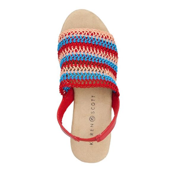 KAREN SCOTT Womens Red Macram? Look Meriamm Almond Wedge Slingback Sal 8.5 M - Picture 3 of 4